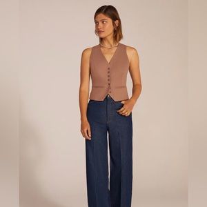 Favorite Daughter "The Favorite Vest" in Camel Pinstripe